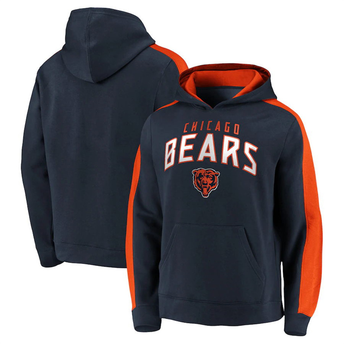 Men's Navy Chicago Bears Game Time Arch Pullover Hoodie